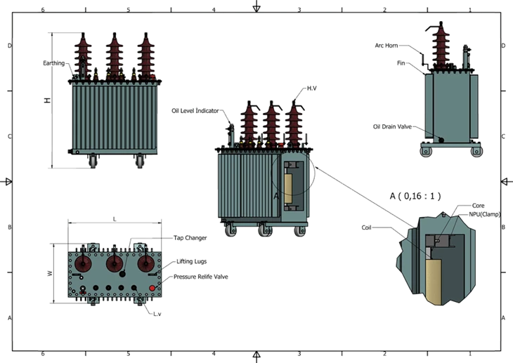100 Kva 3 Phase H61 Oil Transformer